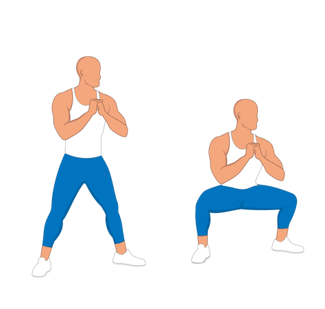 Gym man doing squats  Illustration