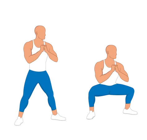 Gym man doing squats  Illustration