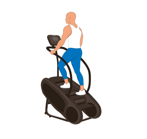 Gym man doing steps up workout  Illustration
