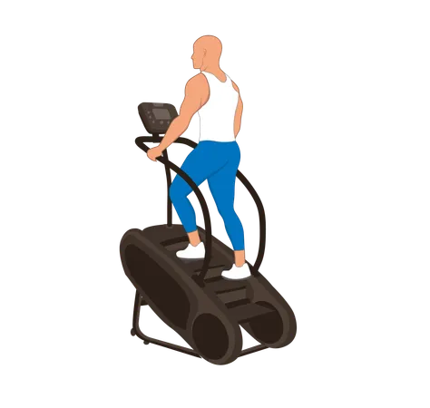 Gym man doing steps up workout  Illustration