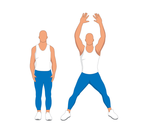 Gym man doing stretching exercise  Illustration