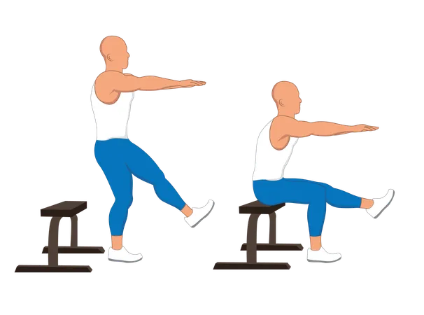 Gym man doing stretching exercise  Illustration