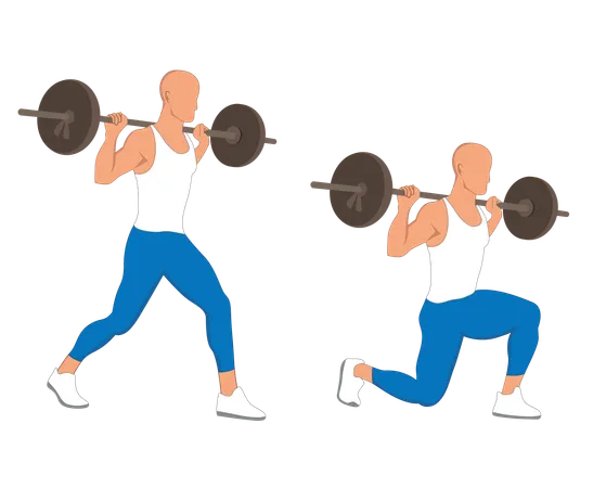 Gym man doing weight lifting exercise  Illustration