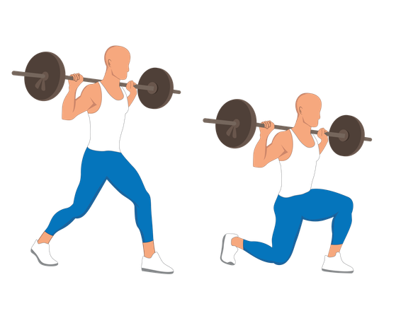 Gym man doing weight lifting exercise  Illustration