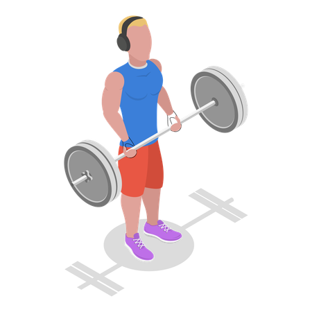 Gym man doing weight lifting exercise  Illustration