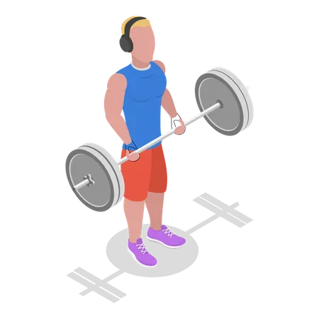 Gym man doing weight lifting exercise  Illustration