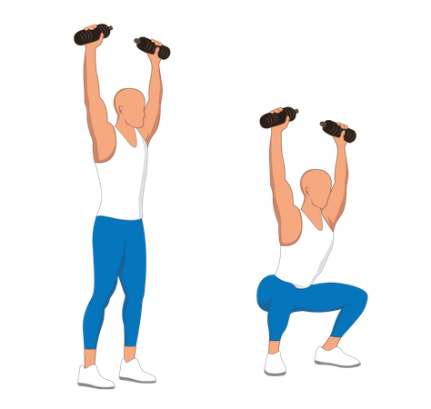Gym man doing weightlifting exercise  Illustration