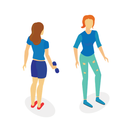 Gym trainer and woman talking  Illustration