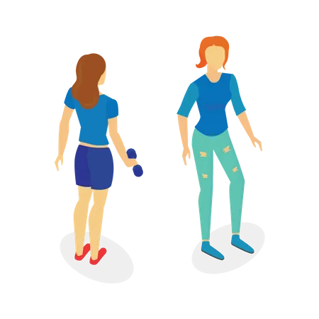 Gym trainer and woman talking  Illustration