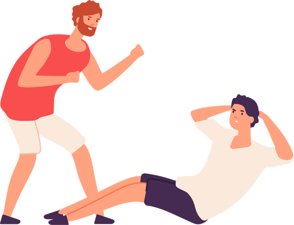 Gym trainer giving gym training Illustration