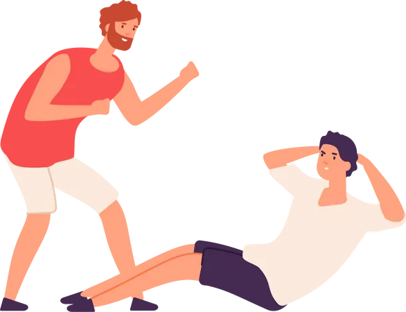 Gym trainer giving gym training  Illustration