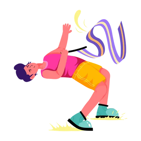 Gymnast Illustration Designed In Flat Style イラスト