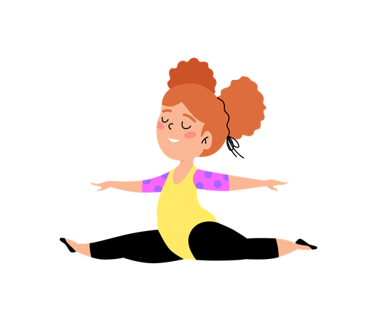 Gymnast cute girl does front leg split  Illustration