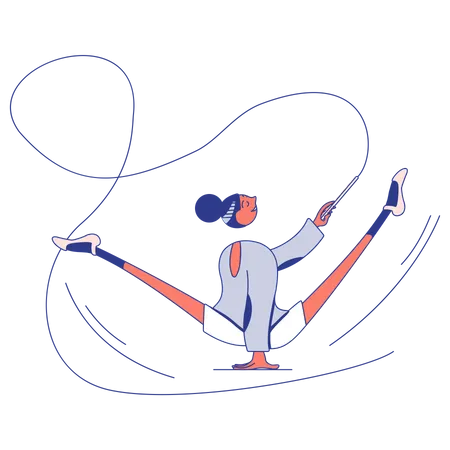Gymnast girl with a ribbon Illustration