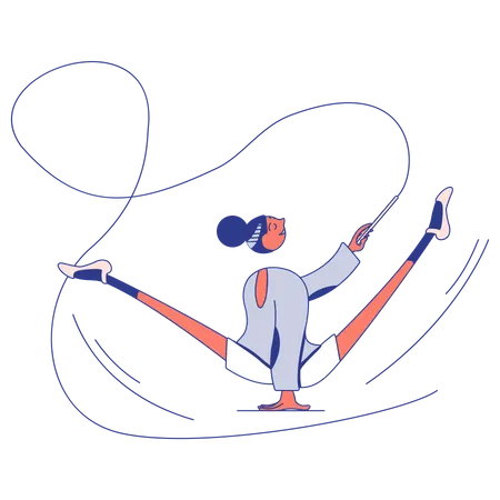 Gymnast girl with a ribbon  Illustration