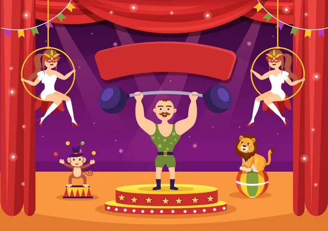 Gymnast in Circus  Illustration