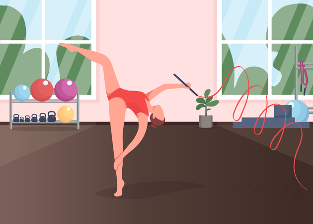 Gymnast in studio Illustration