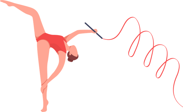 Gymnast with ribbon Illustration