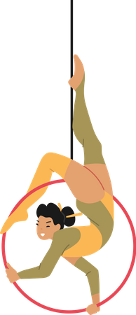 Fille de gymnaste en équilibre dans le ring  Illustration