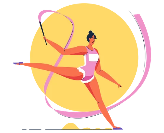 Gymnaste féminine tenant un ruban  Illustration