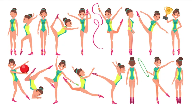 Gymnastics Female Player Vector Illustration