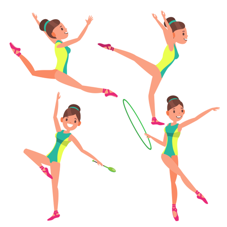 Gymnastics Young Woman Player  Illustration