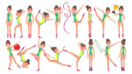 Gymnastik weiblicher Vektor Illustrationspack