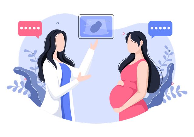 Gynaecologist consulting pregnant lady  Illustration