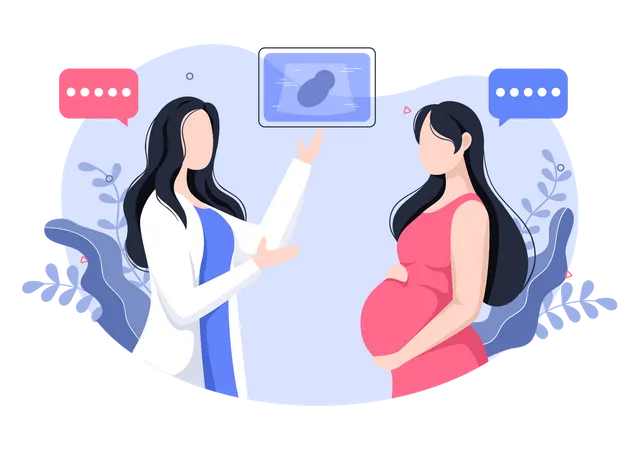 Gynaecologist consulting pregnant lady  Illustration