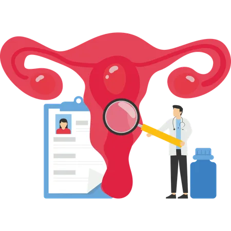 Gynecologist checking uterus  Illustration