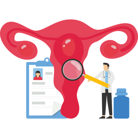 Gynecologist checking uterus  Illustration