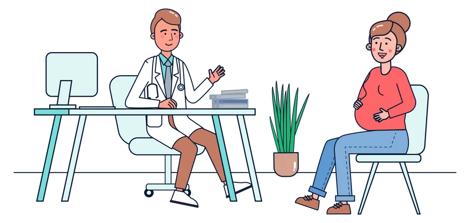 Gynecologist giving advice to pregnant woman  Illustration