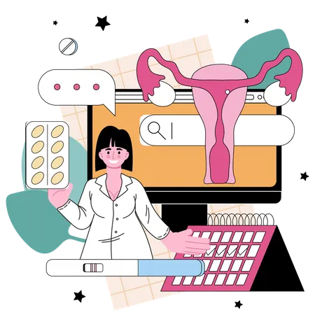 Gynecologist Online Service Or Platform Pregnancy Management STD And Reproductive System Diseases Treatment Website Flat Vector Illustration Illustration