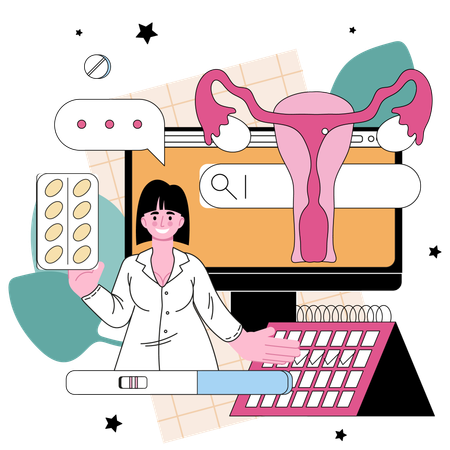 Gynecologist online service  Illustration