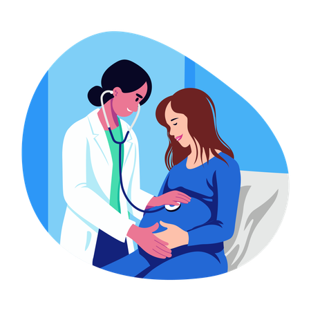 Gynécologue examinant une femme enceinte  Illustration
