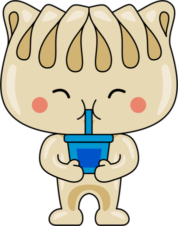 Gyoza Mascot drinking juice  Illustration