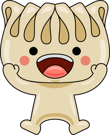 Gyoza mascot feeling happy  Illustration