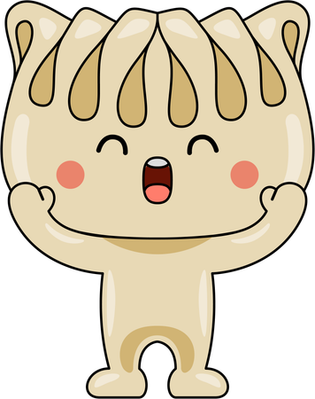 Gyoza mascot feeling happy  Illustration