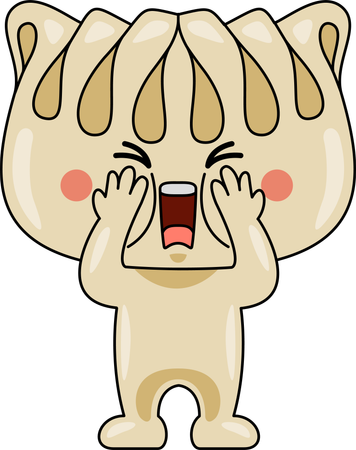 Gyoza mascot in pain  Illustration