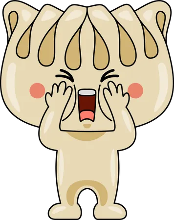 Gyoza mascot in pain  Illustration