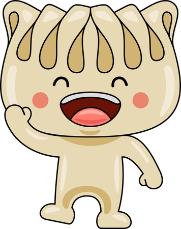 Gyoza mascot laughing hard  Illustration