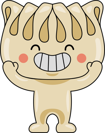 Gyoza Mascot raising hands  Illustration