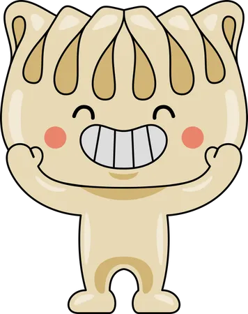 Gyoza Mascot raising hands  Illustration