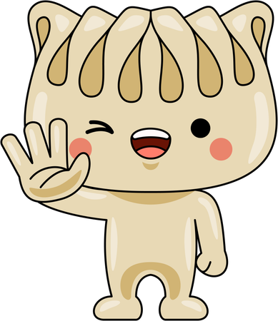 Gyoza Mascot saying hello  Illustration