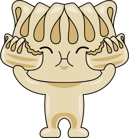 Gyoza mascot serving  Illustration