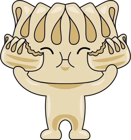 Gyoza mascot serving  Illustration