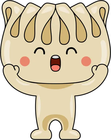 Gyoza Mascot with open arms  Illustration