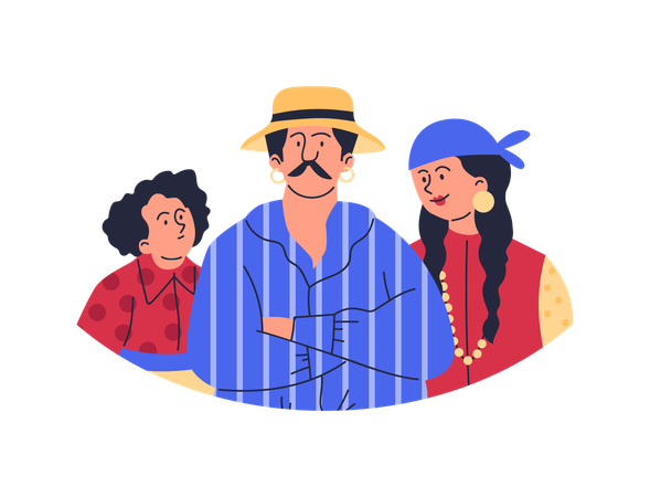 Gypsy family of representatives of gypsy nationality  Illustration