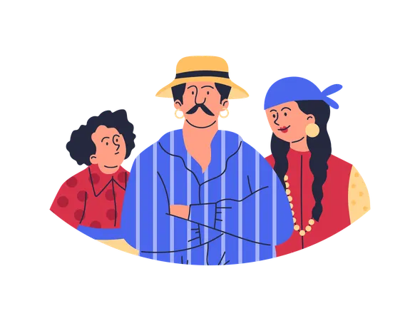 Gypsy family of representatives of gypsy nationality  Illustration