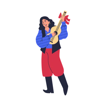 Gypsy man playing guitar and singing  Illustration
